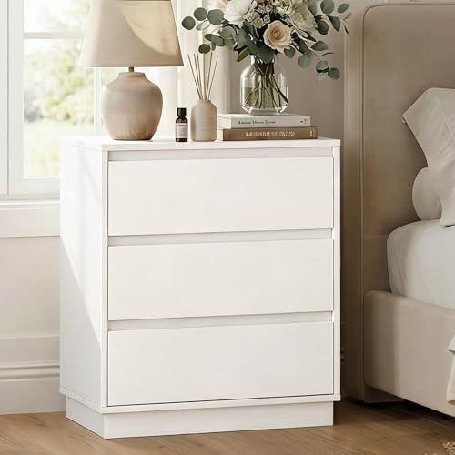 Image of RoyalCraft White Nightstand Set of 2, 23.6 inch Night Stand with 3 Drawers