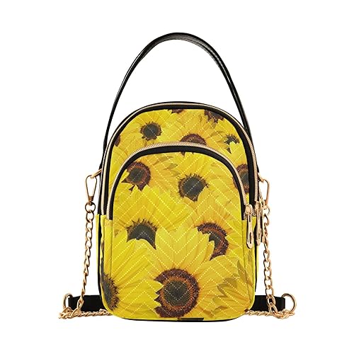 OTVEE Beautiful Yellow Sunflowers Small Crossbody Bag Quilted Handbags for Women Chain Shoulder Bag