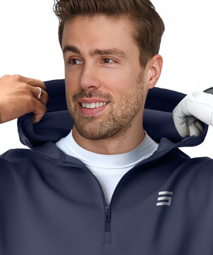 Three Sixty Six Men's Therma Quarter Zip Hoodie Pullover - 1/4 Zip Sweater Golf Sweatshirt - Moisture Wicking and Windproof4