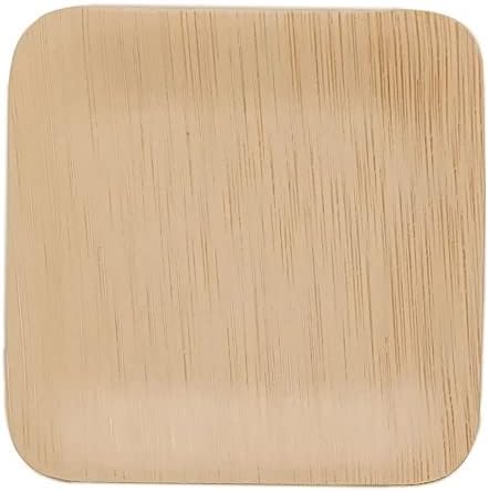 Balsa Circle 50 mini platos cuadrados de bambú natural de 4 pulgadas, vajilla desechable biodegradable para bodas, fiestas, eventos, catering