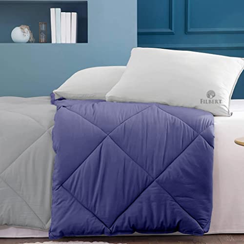 Image of Filbert - Double Bed Comforter for Winter 300 GSM Reversible Microfiber Soft & Cozy Diamond Stitch Quilt (90 inch x 100 inch Inches /228cm x 254cm) - Comforter Double Bed|Silver /Medium Blue