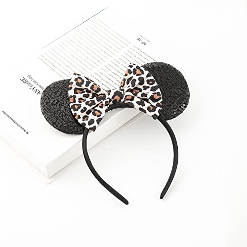 Image of FANYITY Mouse Ears, Sequin Leopard Mouse Ears Headband for Boys Girls Women(baowen)