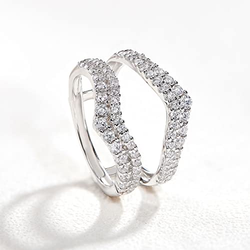 Newshe Jewellery AAAAA Cz Curved Bridal Ring Enhancer Guard for Women Engagement Rings 925 Sterling Silver White Gold Size 5-103