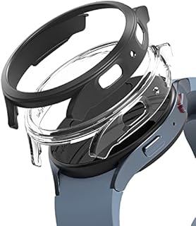 Ringke Slim Case [2 Pack] Compatible with Samsung Galaxy Watch 5 44mm, Watch5 Bezel [Frame Only] Premium PC Hard Thin Cover - Clear & Black