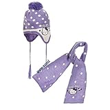 100 % Acryl. Hello Kitty-Schal und Mütze, peruanisches Baby, Mädchen, Rosa und Violett, von 9 bis 36 Monaten (48 (9 – 18 Monate), Violett)