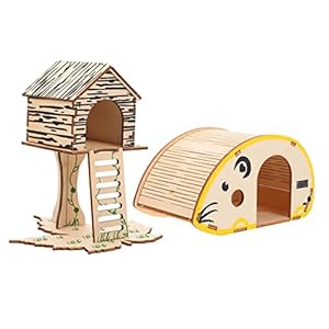 2pcs Log Hamster Toy Wooden Hamster Villa Toys for Guinea Pigs Pet Supply Toys for Bunnies Dwarf Hamster House Wooden Bunny Toy Chinchilla Perch Small Animals
