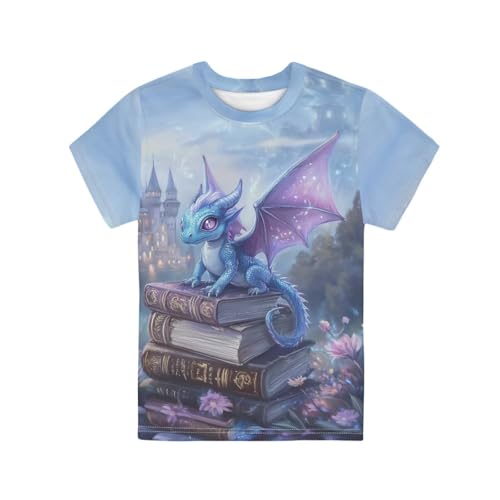 Image of WELLFLYHOM Kids Tshirts Girls Boys Short Sleeve Crewneck Tees Shirts Casual Sport Pullover Tops Size 3-16 Years