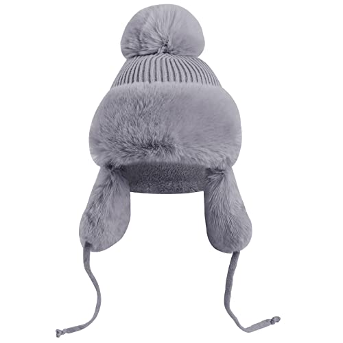 Cyiecw Strickmütze, Damen Beanie Mütze,mit Weichem Innenfutter Gefütterte Strickmütze, Damen Wintermütze, Weich & Warm, für den Winter,im Freien Reiten Warme Ohrenschützer Cover