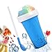 HDZWW Magic Slushy Maker Squeeze Cup,Slush Cups Slushy Maker Cup,DIY Homemade Smoothie Cup Frozen Drink Cup,2 in 1 Straw And Spoon,Portable Squeeze Ice Cup for Everyone,Blue