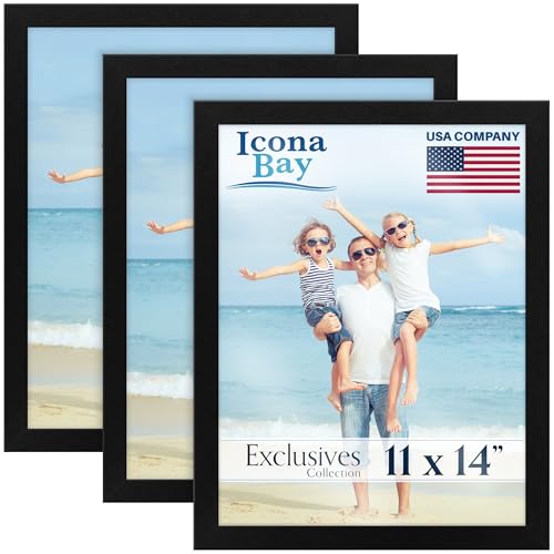 11x14 Picture Frames Black 3 Pack Exclusives Wood Composite Photo Frame