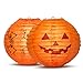 SuMile 2 Pcs Halloween Pumpkin Lanterns 7.9inch 20cm LED 3D Jack-O-Lantern Pumpkin Hanging Paper Lanterns for Halloween Indoor Outdoor Party Decoration, Orange