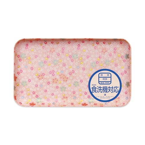 TATSU-CRAFT(タツクラフト) 和風 和紙 カスター トレー SS 21.5cm 小花吹雪 食洗機対応 日本製 トレイ お盆 プラスチック おしゃれ 食事 キッチン 小さめ かわいい 小物 小物トレー 小物置き 小物入れ カルトン