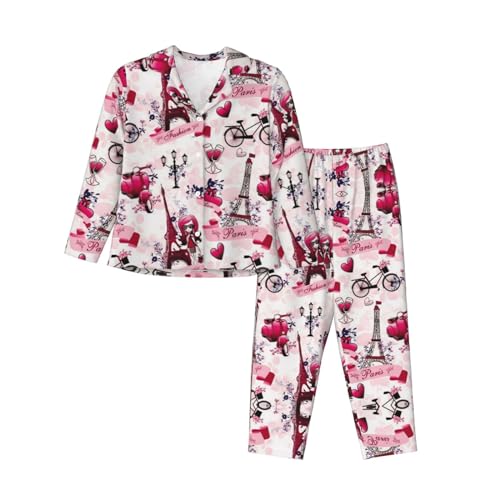 JBYJBX Paris Eiffel Tower France Print Womens Pajama Set Bedtime