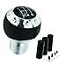 Abfer Leather Shift Knobs Car Gear Stick Lever Replace Round 5 Speed Shifter Knob for Most Transmission Vehicles (Silver)