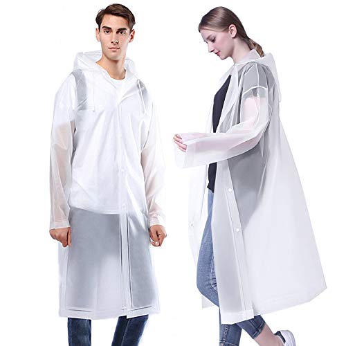 Preisvergleich Produktbild Wandefol 2 Stück Regenmantel Transparent Regenponcho Eva Wasserdicht Regenjacken Wiederverwendbar für Outdoor Wandern Camping Angeln Konzert, Unisex Damen und Herren