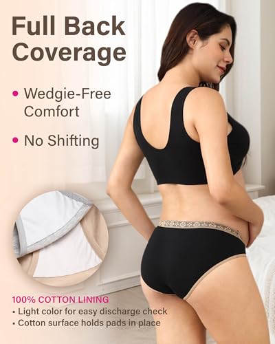 Intimate Portal Cotton Maternity Underwear Women Pregnancy Bikini Briefs Under the Bump Postpartum Panties 6 Pack Lace Delicacy XL