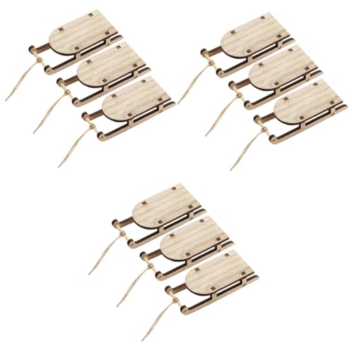 MAGICLULU 3 Sätze Holz Schlitten Ornamente Weihnachtsschlitten Miniatur-Schlitten Bastelset Mini-schlittenmodell Kleine Schlittenfigur Hölzern Beige 3 Stück * 3