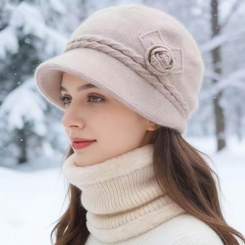Gorro de invierno beige para mujer y hombre miniatura 3