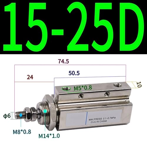 Vérin pneumatique CDJP2B15-25D piston à air double effet mini CJP2B
