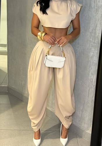 Vaceky Womens Pleated Dress Pant Baggy Harem Slacks Wide Leg Flowy Business Casual Trouser3