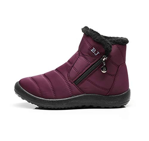 Image of Winter Snow Boots for Women Men, Lightweight Water-Resistant Boots | faux fur lining, rubber sole, warm winter wear, dog walking, errands, light snow, indoor outdoor