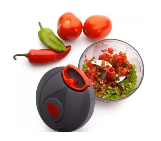 Mini Plastic Chopper Vegetable Cutter with 3 Blades and Pull Handle Fruit Cutter Fruit Chopper Chilly Chopper Onion Cutter(Multicolor) Manual Choppers & Chippers-image-3