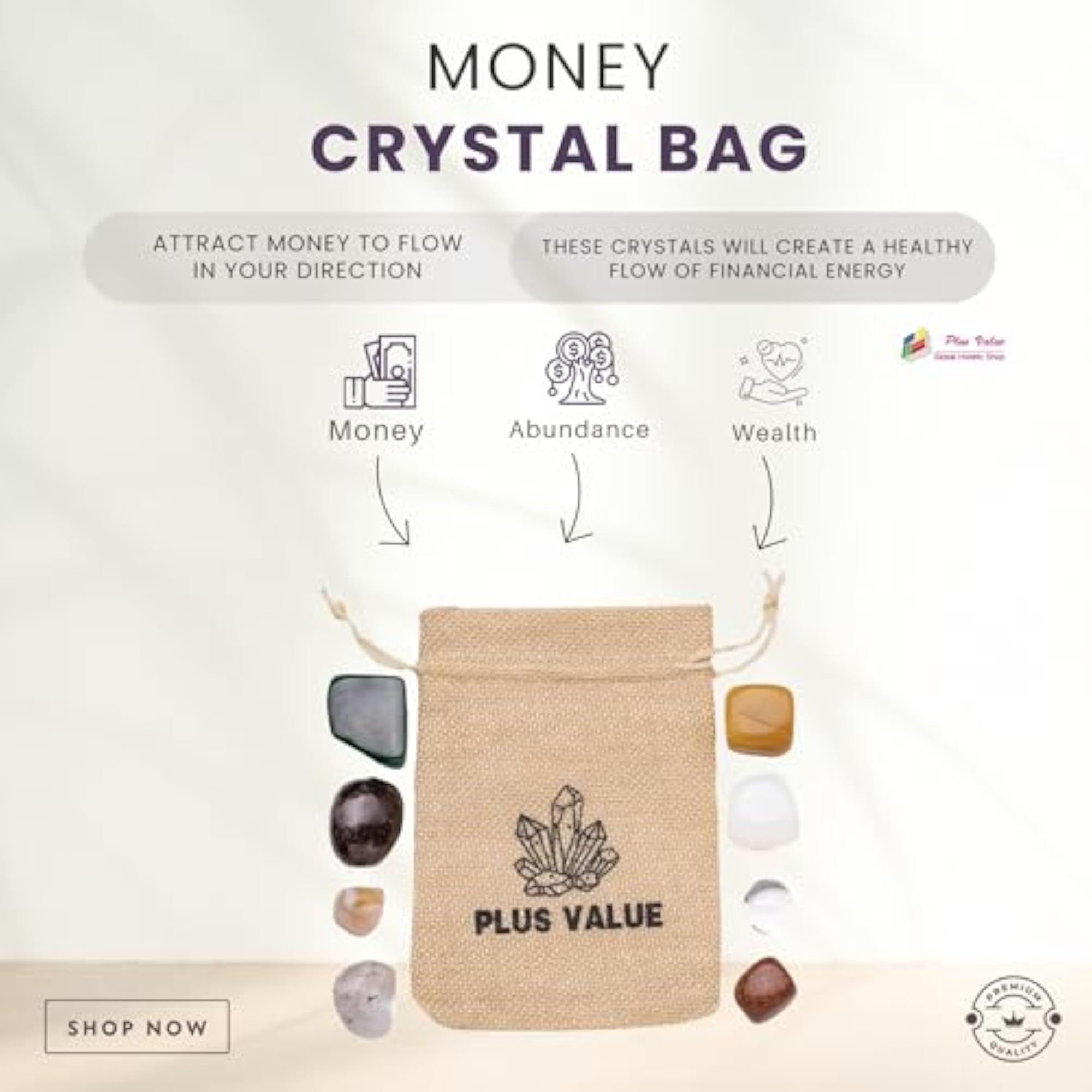 Money Reiki Healing Crystal Bag