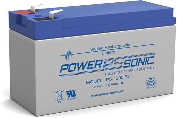Power Sonic PS-1290 Rechargeable Sealed Lead Acid Battery 12V 9AH for General Purpose, Medical, Emergency Lighting, Fire and Security with F2 Terminals