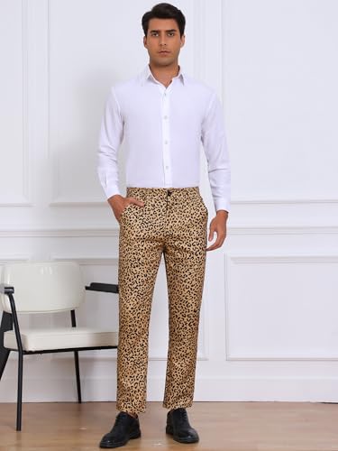 Lars Amadeus Leopard Pattern Pants for Men's Formal Night Out Animal Print Dress Pants4