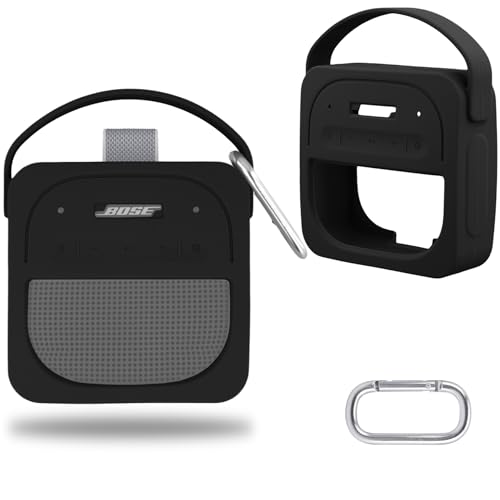 co2CREA Étui en Silicone avec Mosqueton pour Bose Nouveauté SoundLink Micro (2e génération) Enceinte Bluetooth Portable, Housse de Protection...