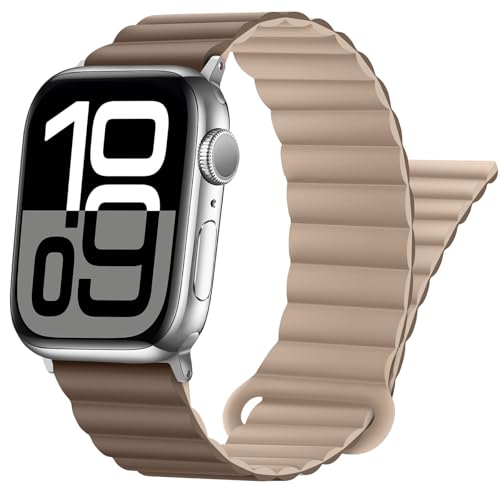 Bracelet Apple Watch Ultra 2 Magnétique HITZEE Style Casual Marron Kaki pour le Bureau