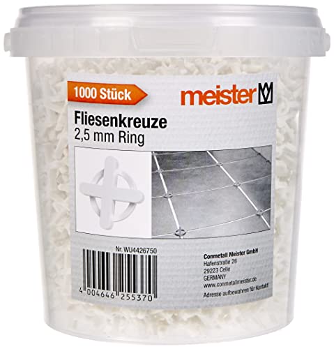 Meister Tile Spacers 2.5 mm, Practical Set of 1200 Pieces, Reusable thanks to Ring, Made of Robust Polypropylene - Image 2
