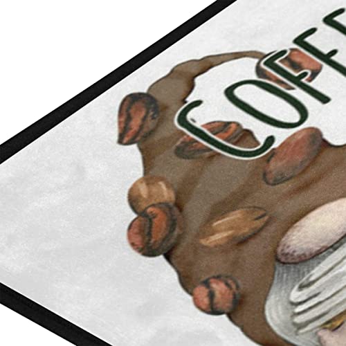 Aslsiy Coffee Gnome Kitchen Rug Coffee Beans Area Rug Door Mats Bath Rugs Welcome Non Slip For Floor Bedroom Living Room Home Decor 39" X 20" #TOP4