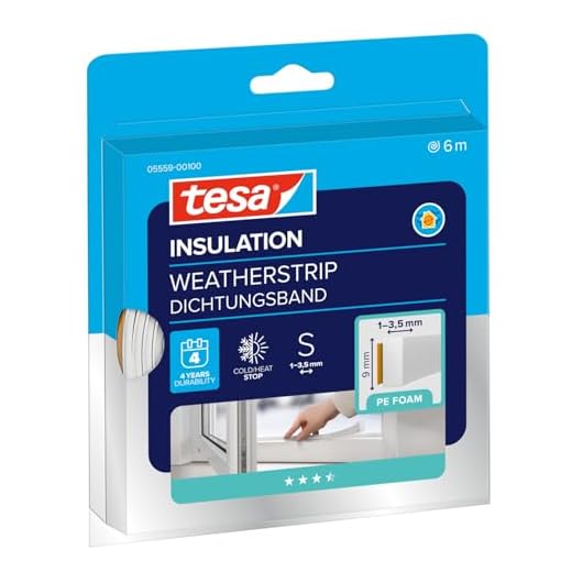 tesamoll Standard I-Profile tätningslist av skum - Dörrlist & Fönsterlist för 1-3,5 mm stora springor mellan karm och fönster eller dörr - 6m x 9mm x 4mm - Vit