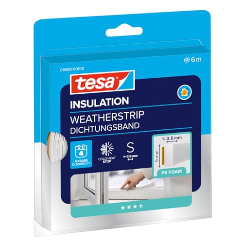 tesa INSULATION Dichtungsband S - PE-Schaumstoffdichtung zum Isolieren von Spalten im Haushalt...