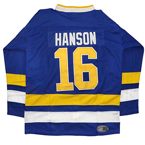 Hanson Brothers Jersey, Charlestown Chiefs 16,17,18 Slap Shot Ice Hockey Movie Jersey (16 Blue, Large) #TOP1