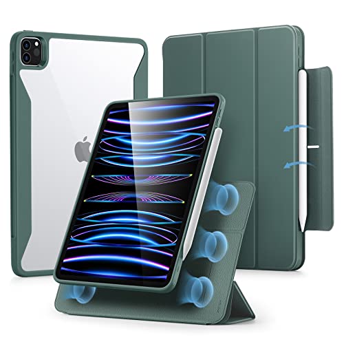 Image of ESR for iPad Pro 11 inch Case (2022 /2021 /2020 /2018, 4th /3rd /2nd /1st Generation), iPad Pro Cover with Pencil Holder, Detachable Magnetic Cover, Vertical Stand, Rebound 360 Series, Hybrid Case, Green