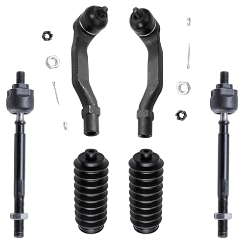Detroit Axle - Front 6pc Tie Rods Kit for 97-01 Honda CR-V, 4 Inner & Outer Tie Rods 2 Boots 1997 1998 1999 2000 2001 Replacement