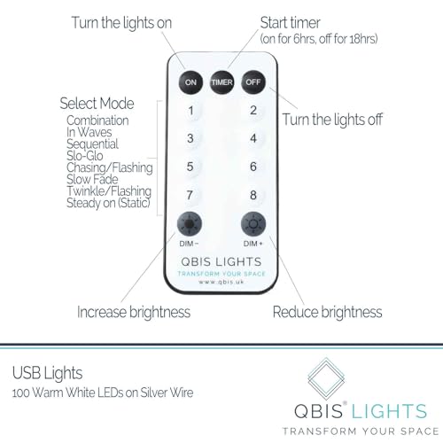Guirlande lumineuse 100 micro LED blanc chaud USB déco chambre intérieur avec télécommande - 5