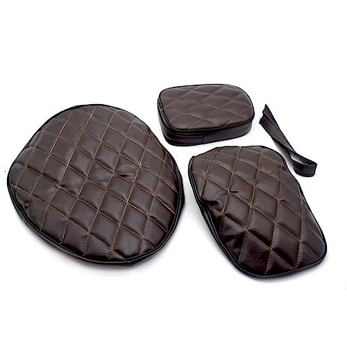 Housse de siège moto étanche en cuir PU marron foncé pour selle passager XV250
