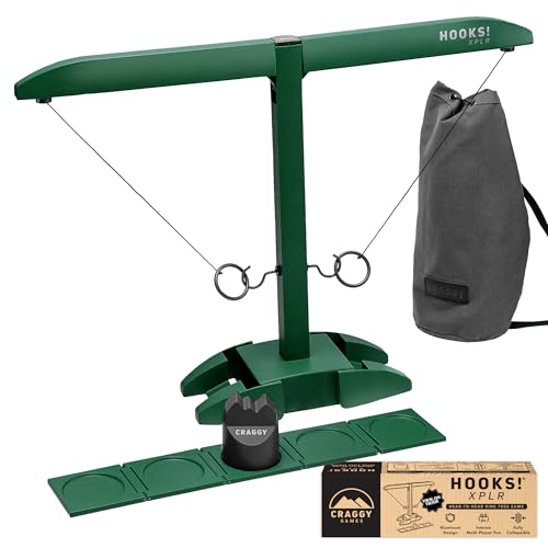 Image of Craggy Games Ring Toss & Shot Ladder Game Hooks XPLR - Portable Aluminum Hook and Ring for Indoor /Outdoor Games - Game Night, Party Games, Travel, Multiplayer Fun