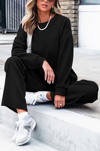 PRETTYGARDEN Women's 2 Piece Outfits 2024 Winter Fashion Tracksuits Long Sleeve Pullover Tops Straight Leg Pants Lounge Sets3