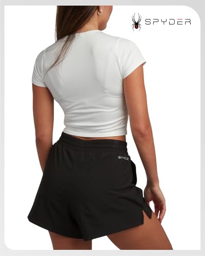 Spyder Womens Athletic Shorts - Stretch Woven Running Shorts for Women with Underwear Liner & Elastic Waist for Gym Wear2