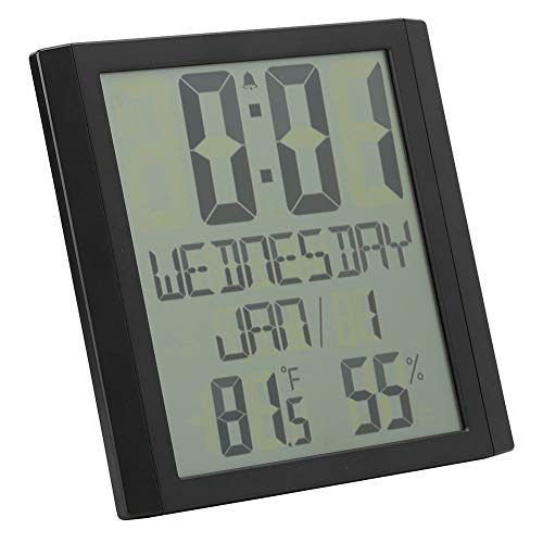 Headerbs 電子壁掛け時計 大型液晶デジタル湿度計 室内温度計 温湿度計 ゲージ画面 明るさ調整 大きな桁、好きなように使えて、静音