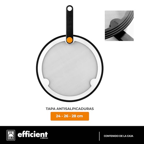 Miniatura 2 de Bra Efficient Tapa Antisalpicaduras 24-26-28 Cm, Malla Acero Inoxidable 18 10 Y Silicona, Libre De Bpa, Mango Plegable De Baquelita, Apto Para Todas Las Sartenes Bra
