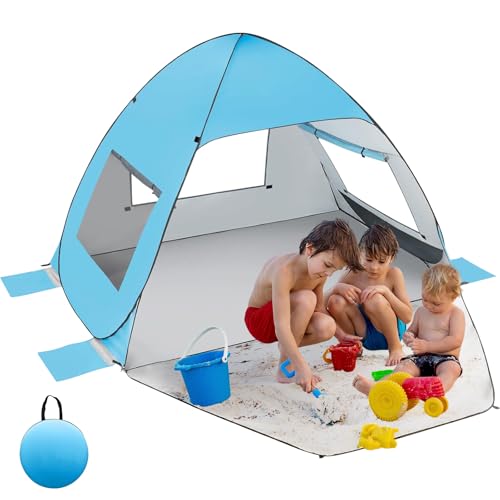 Kezidhp Tenda da Spiaggia Pop-up con Chiusura Completa a Cerniera per 2-3 Persone, Protezione Solare...
