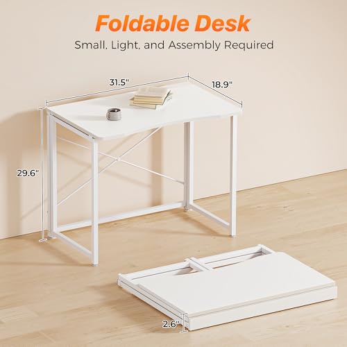 Image of Huuger Folding Desk for Small Spaces, 31.5 Inch Foldable Computer Table
