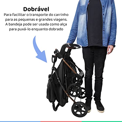 Carrinho de Bebe Romano Preto Cobre PTC - Galzerano 1035PTC