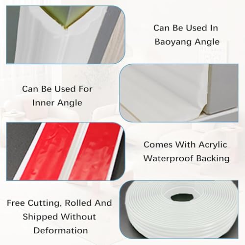 Image of 20 mm Multifunctional Decorative Strips, Self-Adhesive, Used for Corner Protection, Edge Protection, Flexible Trim for Doors, Windows, Walls and Floors, Peel and Stick, Soft Skirting Board (White, 6M)