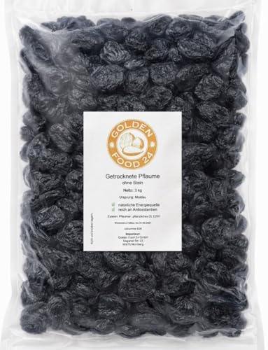 Getrocknete Pflaumen ohne Stein, 3 kg, Ungesüßt, Getrocknet, Natürliche Trockenfrüchte
